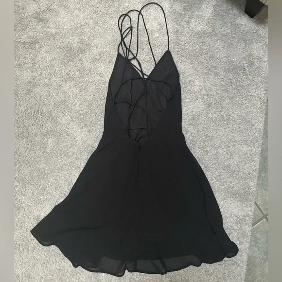 ASOS DESIGN Formal SemiFormal cami strappy mini skater dress  Black - Picture 6 of 6